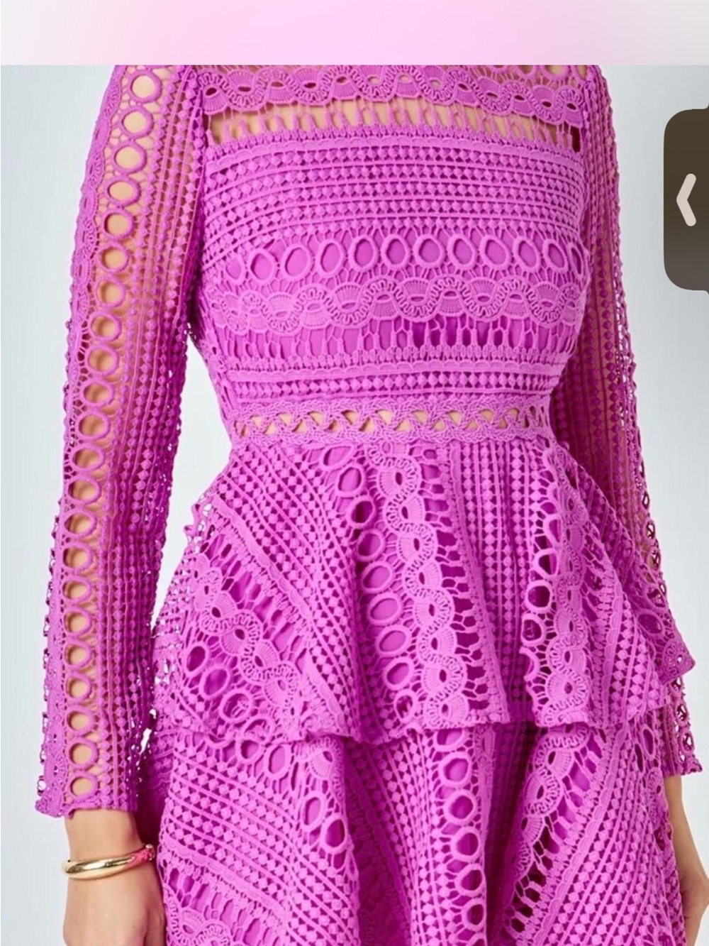 Endless Rose Fuchsia Crochet Peplum Long-Sleeve Dress